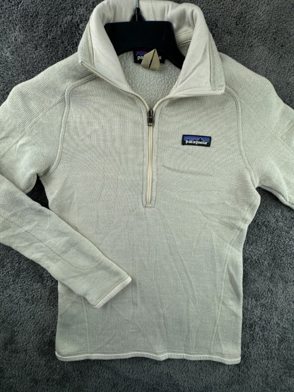 Patagonia Women Jacket XXS Beige Ivory Pullover 1/4 Zip W Sleeve Pocket Outdoor